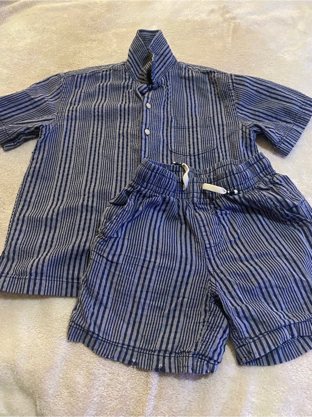 Gap Kids Blue Striped Set - Short Sleeve Top & Shorts